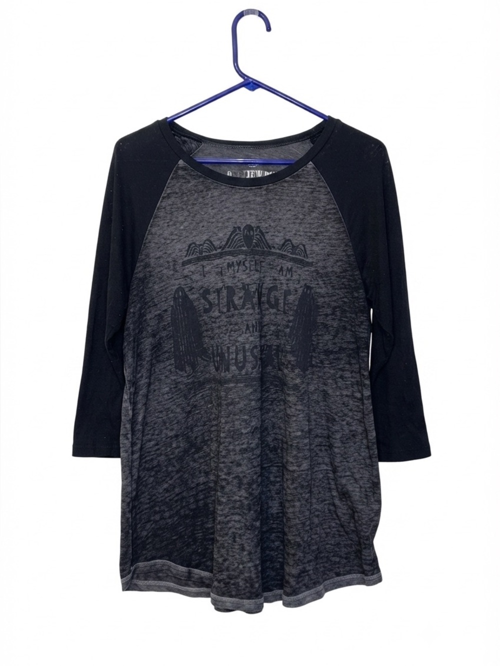 Torrid Ripple Junction Beetlejuice Strange Unusual Burnout Raglan Shirt Sz 1 1X